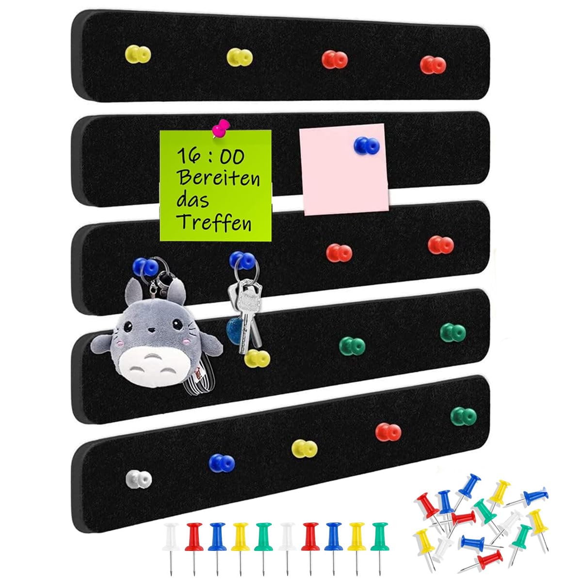 Climberty 5 Pack Felt Bulletin Board, Vision Board Felt Message Board with 35pcs Drawing Pins, Self-Adhesive Lightweight Bulletin Board Strips for Paste Notes, Photos, Schedules (Black) Climberty 5 Pack Felt Bulletin Board, Vision Board Felt Message Board with 35pcs Drawing Pins, Self-Adhesive Lightweight Bulletin Board Strips for Paste Notes, Photos, Schedules (Black)
